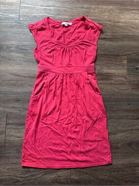 Boden Coral-Red Cap Sleeve Knit Mini Dress
